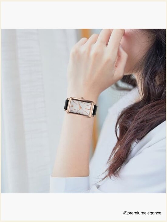 Vintage Rectangular Dial Quartz Watch with Leather Band main image 6